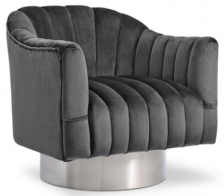 Farrah Grey Velvet Chair from Meridian - Luna Furniture