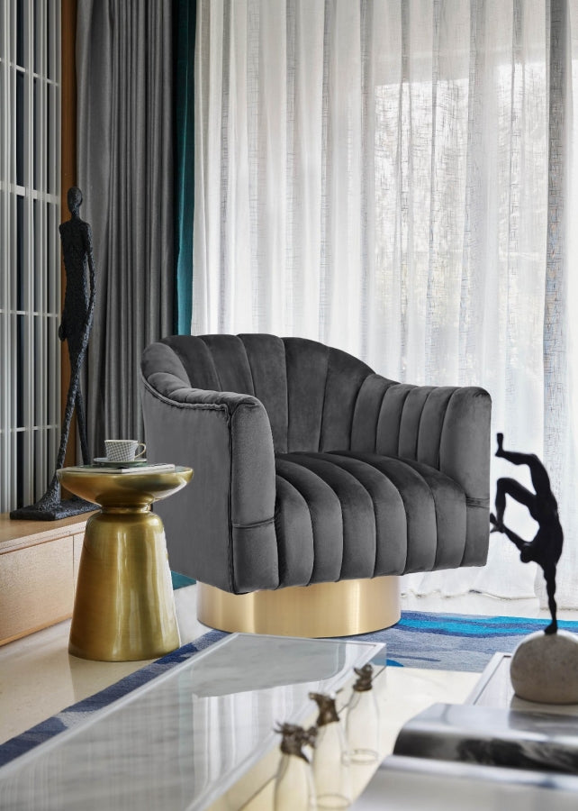 Farrah Grey Velvet Chair from Meridian - Luna Furniture