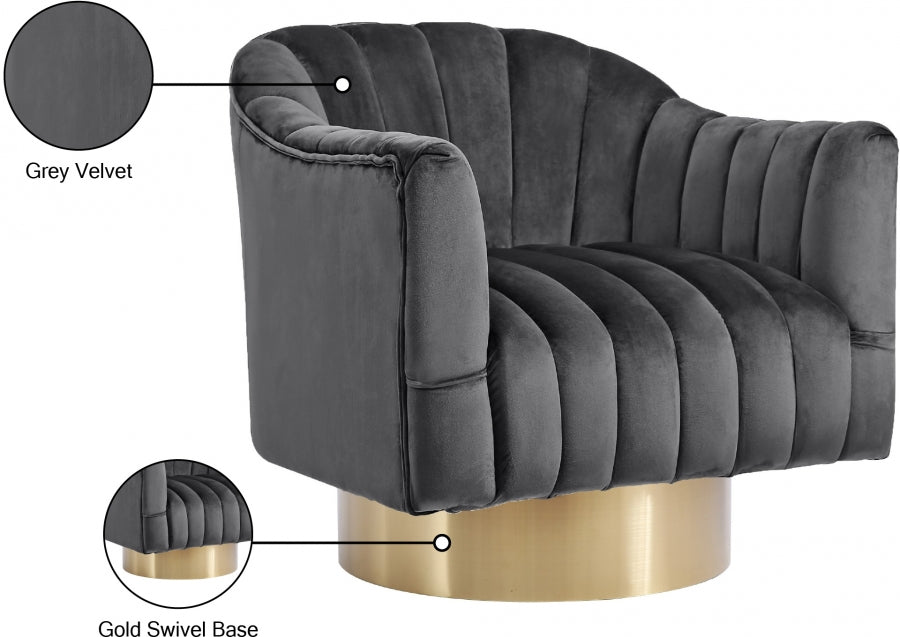 Farrah Grey Velvet Chair from Meridian - Luna Furniture