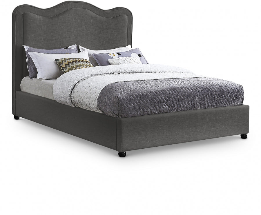 Felix Grey Linen Textured Fabric Full Bed from Meridian - Luna Furniture