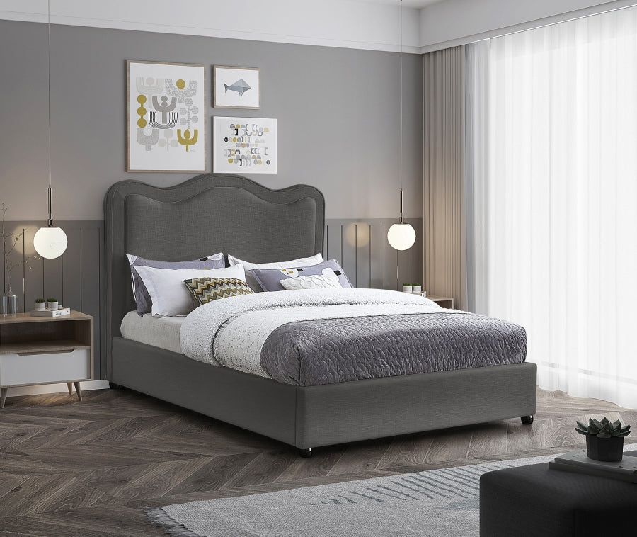 Felix Grey Linen Textured Fabric Full Bed from Meridian - Luna Furniture