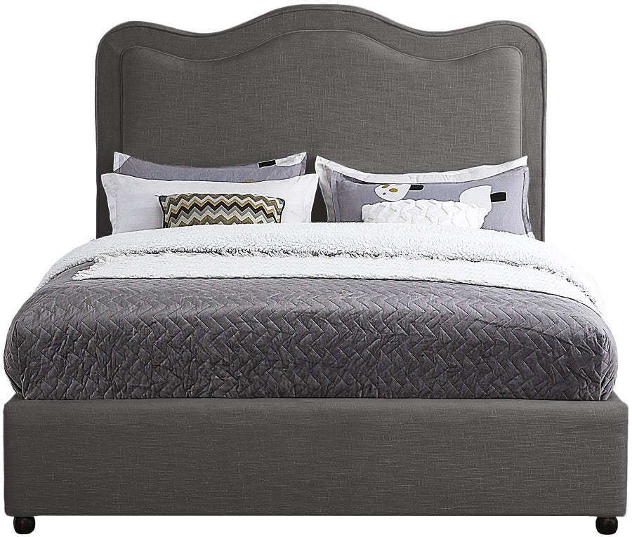 Felix Grey Linen Textured Fabric Full Bed from Meridian - Luna Furniture