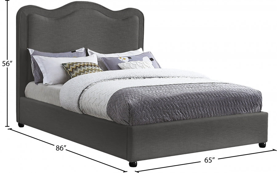 Felix Grey Linen Textured Fabric King Bed from Meridian - Luna Furniture