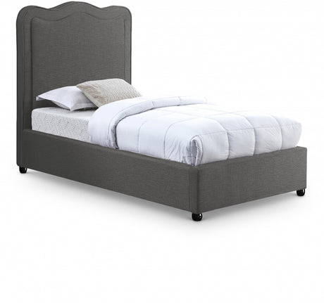 Felix Grey Linen Textured Fabric Twin Bed from Meridian - Luna Furniture