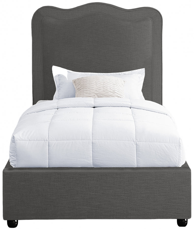 Felix Grey Linen Textured Fabric Twin Bed from Meridian - Luna Furniture