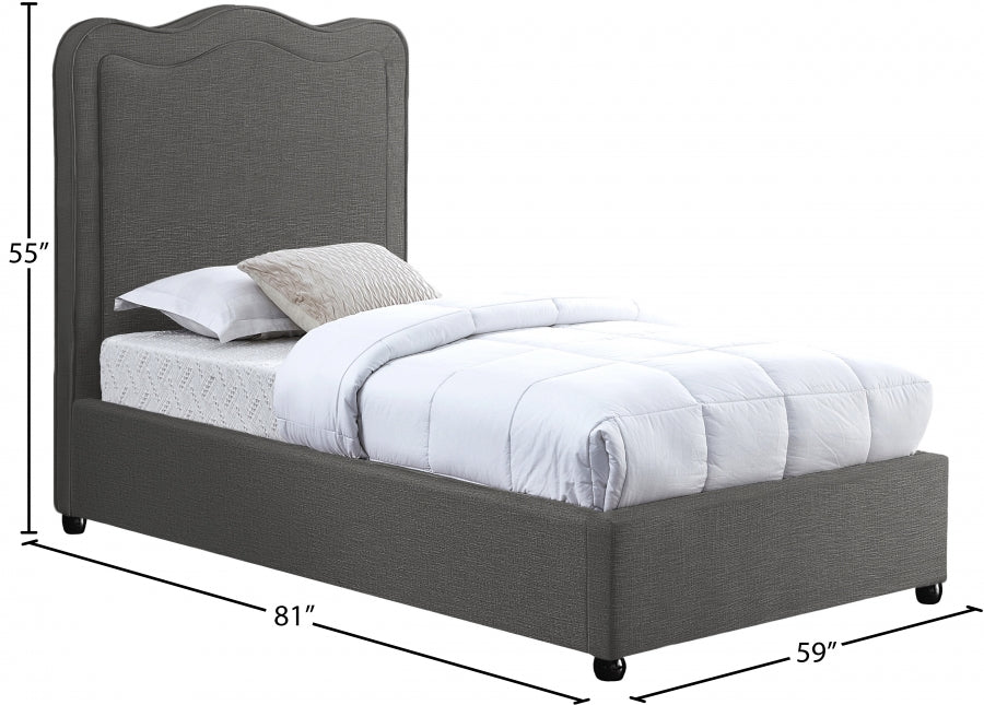 Felix Grey Linen Textured Fabric Twin Bed from Meridian - Luna Furniture