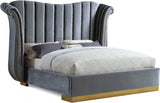 Flora Grey Velvet King Bed from Meridian - Luna Furniture