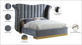 Flora Grey Velvet King Bed from Meridian - Luna Furniture