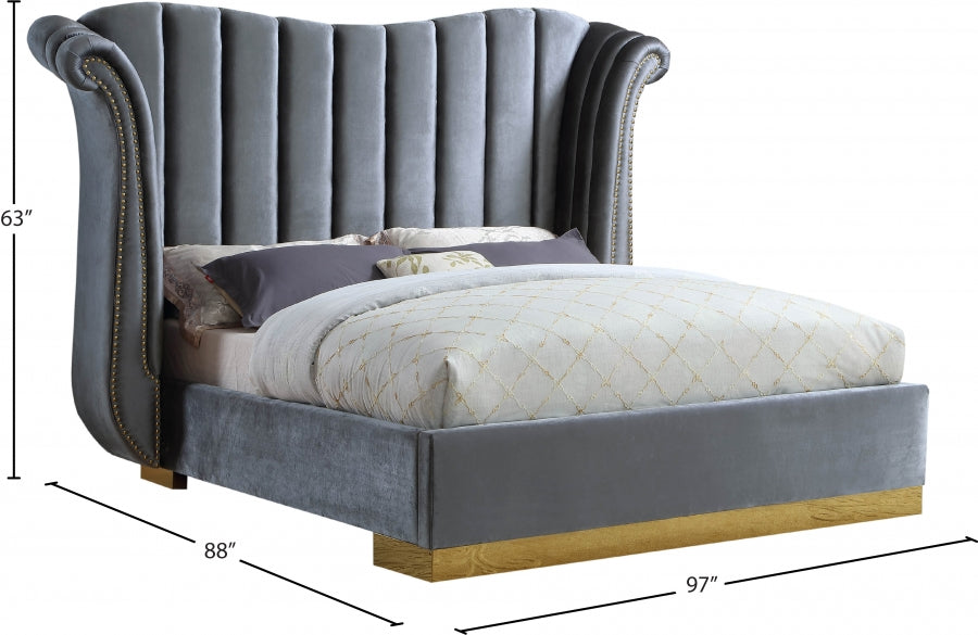 Flora Grey Velvet King Bed from Meridian - Luna Furniture