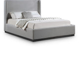 Grey Flynn Linen Textured Fabric King Bed from Meridian - Luna Furniture