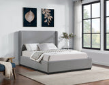 Grey Flynn Linen Textured Fabric King Bed from Meridian - Luna Furniture