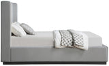 Grey Flynn Linen Textured Fabric King Bed from Meridian - Luna Furniture