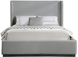 Grey Flynn Linen Textured Fabric Queen Bed from Meridian - Luna Furniture