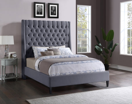 Fritz Grey Velvet Full Bed from Meridian - Luna Furniture