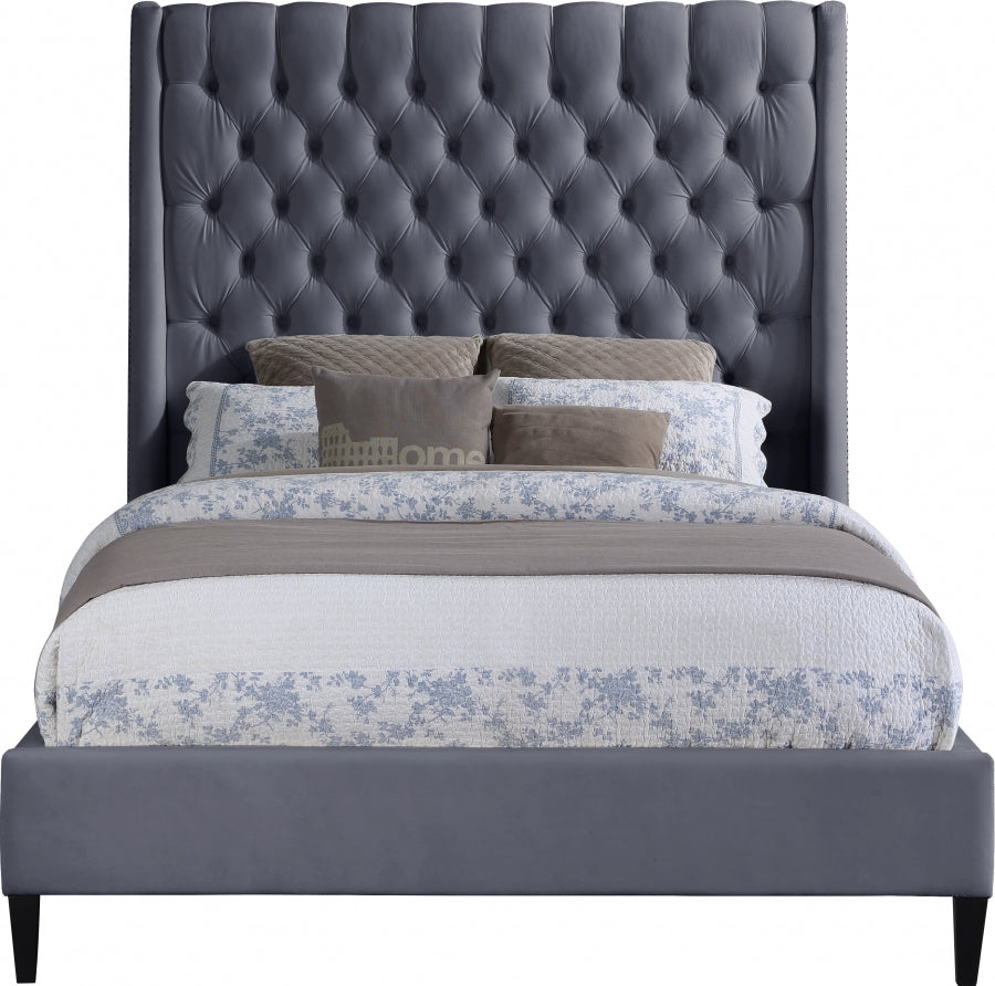 Fritz Grey Velvet Full Bed from Meridian - Luna Furniture