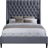 Fritz Grey Velvet Full Bed from Meridian - Luna Furniture