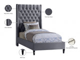 Fritz Grey Velvet Twin Bed from Meridian - Luna Furniture