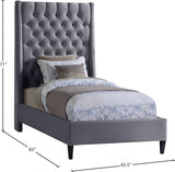 Fritz Grey Velvet Twin Bed from Meridian - Luna Furniture