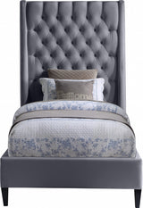 Fritz Grey Velvet Twin Bed from Meridian - Luna Furniture