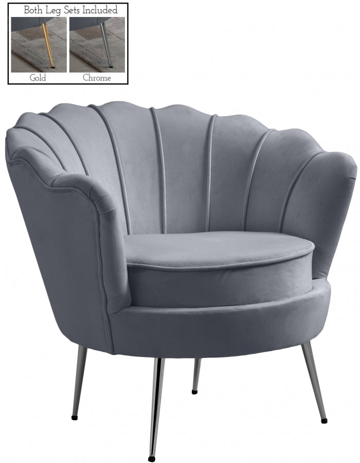 Gardenia Grey Velvet Chair from Meridian - Luna Furniture