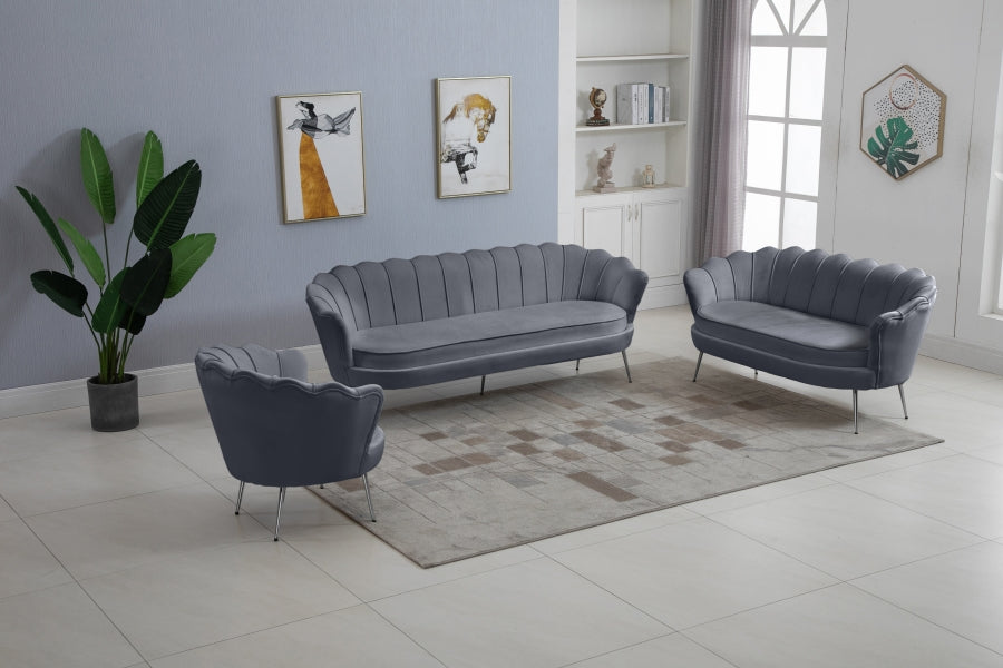 Gardenia Grey Velvet Chair from Meridian - Luna Furniture