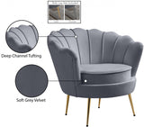 Gardenia Grey Velvet Chair from Meridian - Luna Furniture