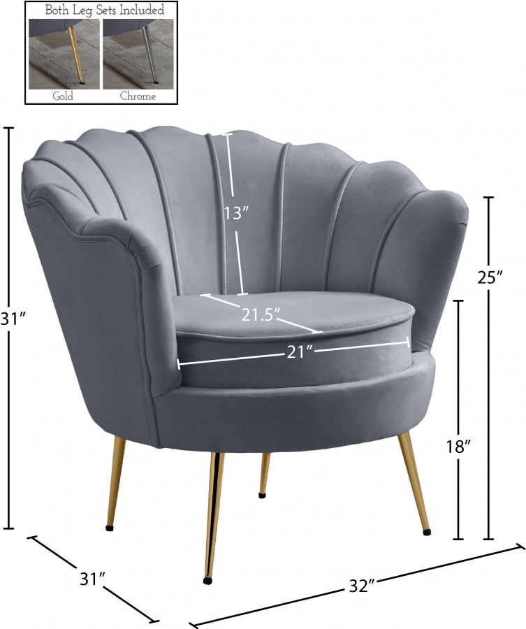 Gardenia Grey Velvet Chair from Meridian - Luna Furniture