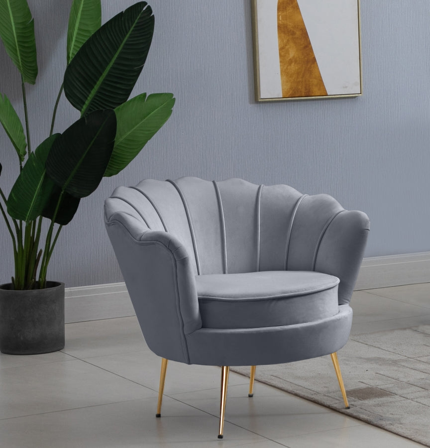 Gardenia Grey Velvet Chair from Meridian - Luna Furniture