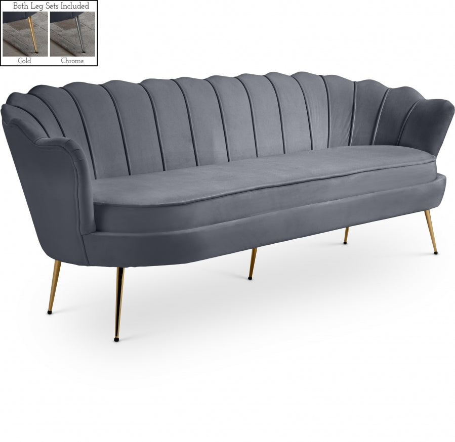 Gardenia Grey Velvet Sofa from Meridian - Luna Furniture