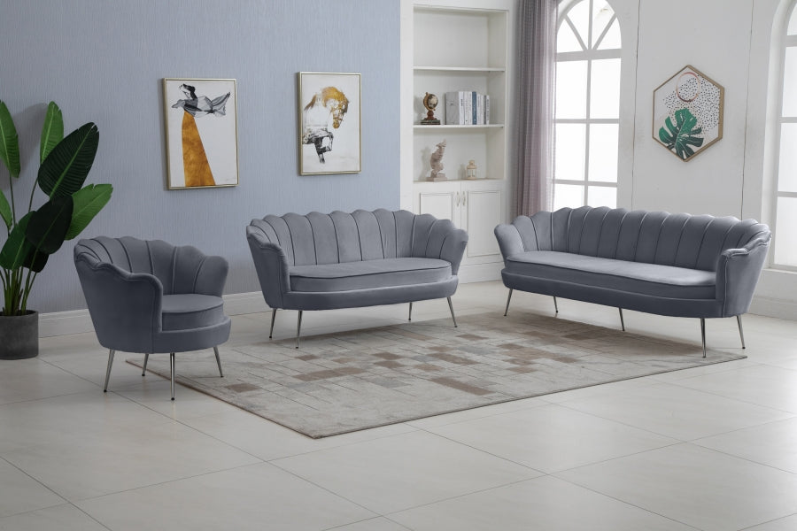 Gardenia Grey Velvet Sofa from Meridian - Luna Furniture