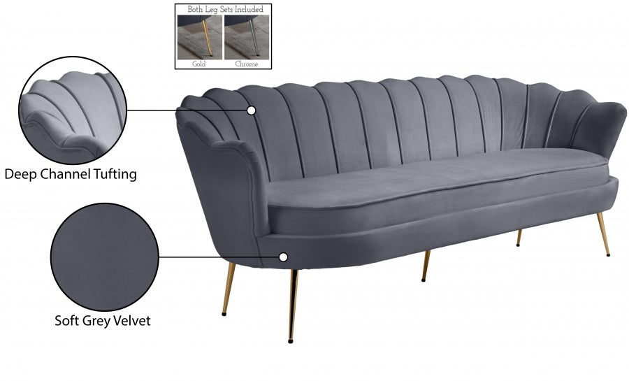 Gardenia Grey Velvet Sofa from Meridian - Luna Furniture