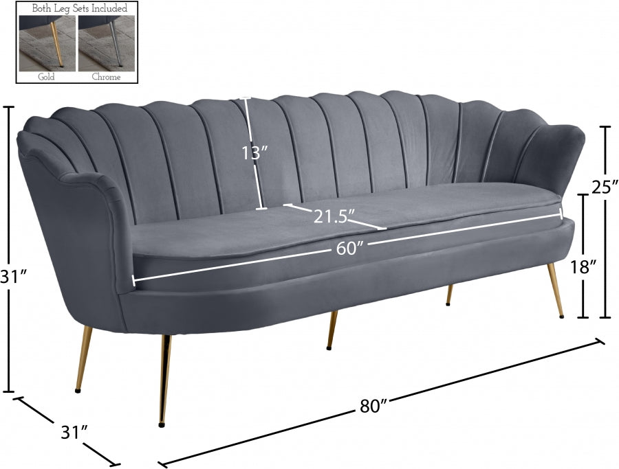 Gardenia Grey Velvet Sofa from Meridian - Luna Furniture