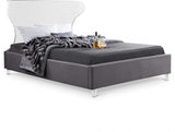 Ghost Grey Velvet King Bed from Meridian - Luna Furniture