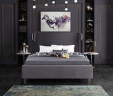 Ghost Grey Velvet King Bed from Meridian - Luna Furniture