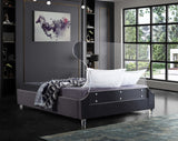 Ghost Grey Velvet King Bed from Meridian - Luna Furniture