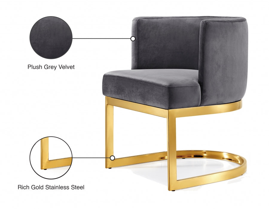 Gianna Grey Velvet Dining Chair from Meridian - Luna Furniture