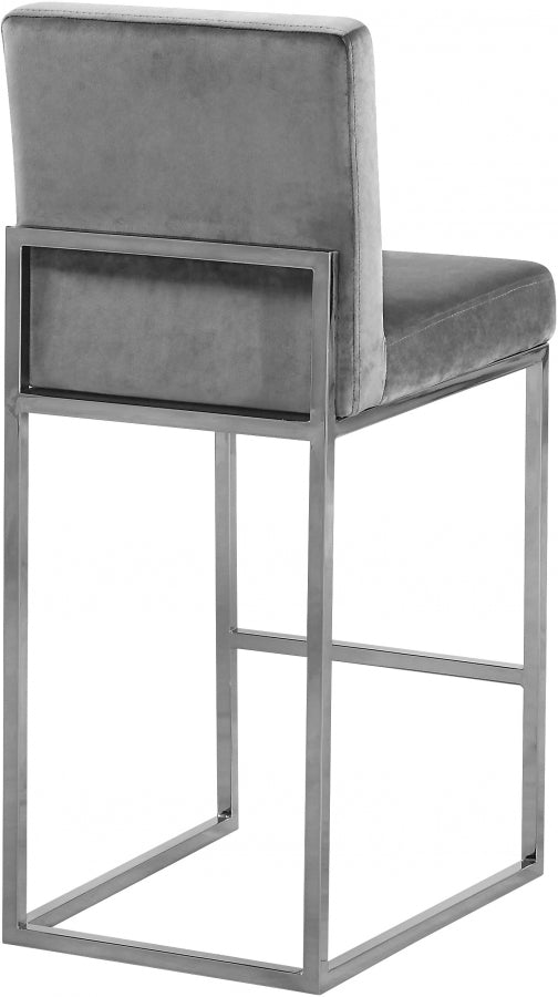 Giselle Grey Velvet Counter Stool from Meridian - Luna Furniture