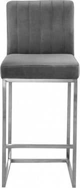 Giselle Grey Velvet Counter Stool from Meridian - Luna Furniture