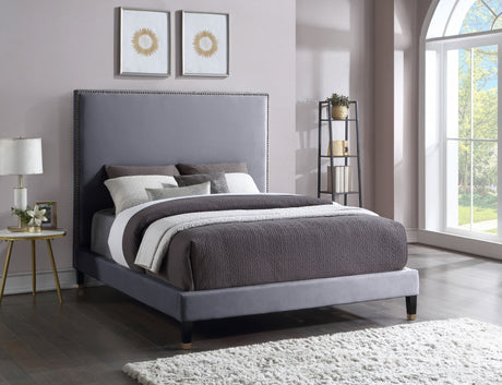 Harlie Grey Velvet King Bed from Meridian - Luna Furniture