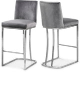 Heidi Grey Velvet Counter Stool from Meridian - Luna Furniture