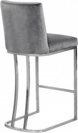 Heidi Grey Velvet Counter Stool from Meridian - Luna Furniture