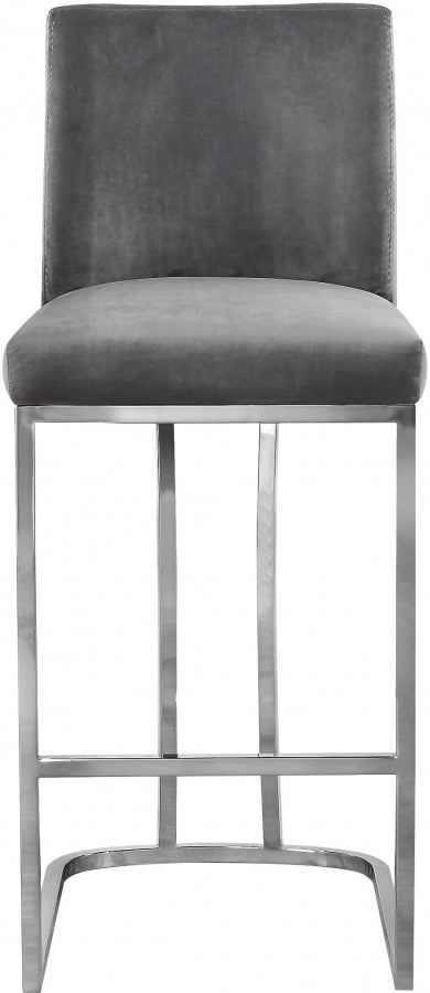 Heidi Grey Velvet Counter Stool from Meridian - Luna Furniture