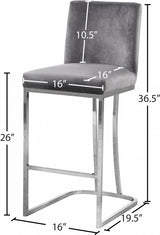 Heidi Grey Velvet Counter Stool from Meridian - Luna Furniture