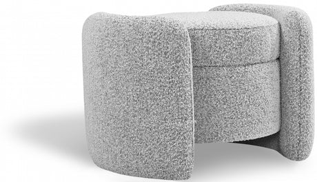 Horizon Grey Boucle Fabric Ottoman from Meridian - Luna Furniture