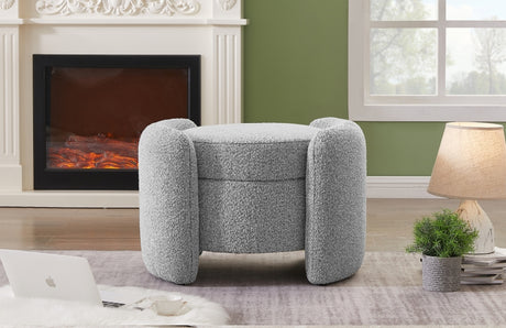 Horizon Grey Boucle Fabric Ottoman from Meridian - Luna Furniture