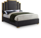 Hugo Grey Velvet Queen Bed from Meridian - Luna Furniture