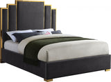 Hugo Grey Velvet Queen Bed from Meridian - Luna Furniture