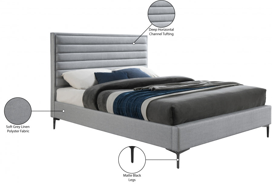 Hunter Grey Linen Textured Full Bed from Meridian - Luna Furniture