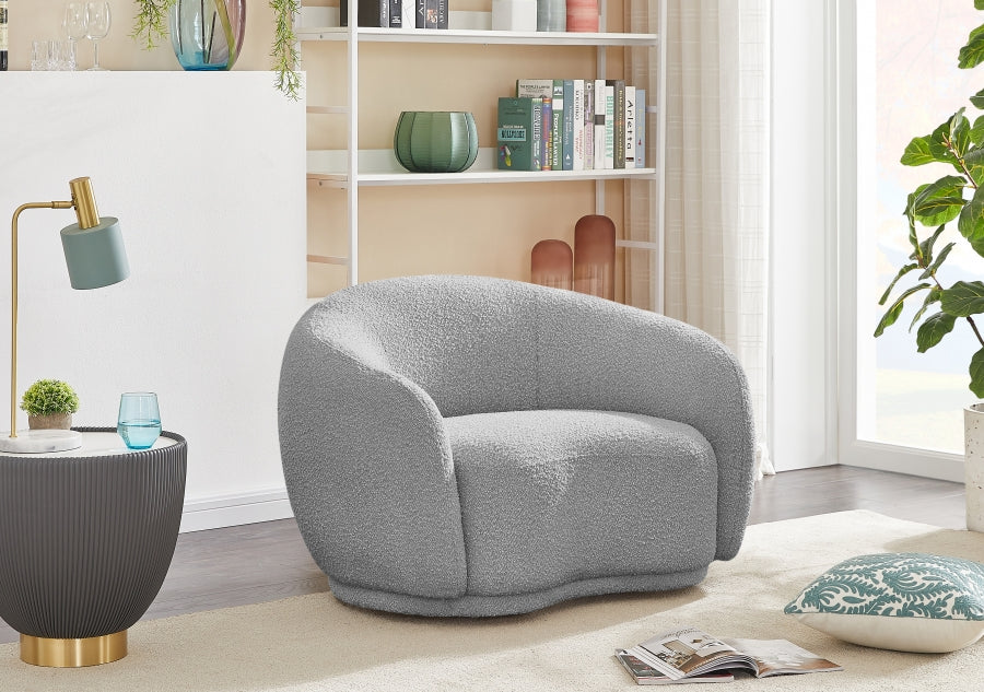 Hyde Grey Boucle Fabric Chair from Meridian - Luna Furniture