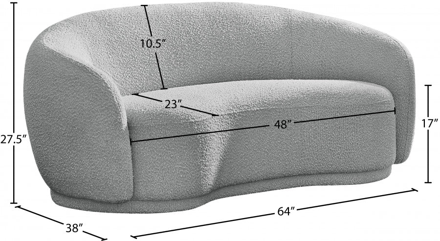 Hyde Grey Boucle Fabric Loveseat from Meridian - Luna Furniture